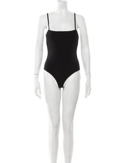 Pre-owned Atm Anthony Thomas Melillo Square Neckline Sleeveless Bodysuit In Black