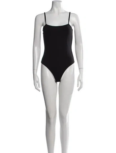 Pre-owned Atm Anthony Thomas Melillo Square Neckline Sleeveless Bodysuit In Black
