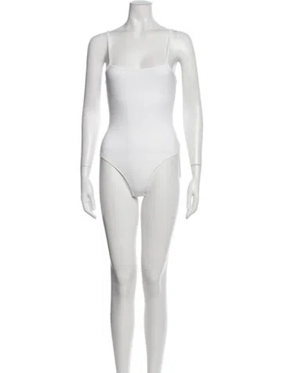 Pre-owned Atm Anthony Thomas Melillo Square Neckline Sleeveless Bodysuit In White