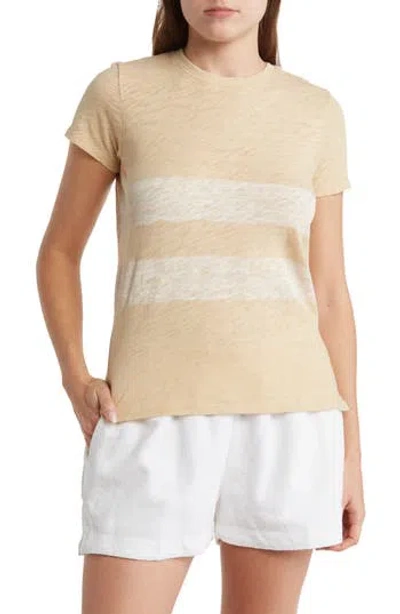 Atm Anthony Thomas Melillo Stenciled Stripe Slub Jersey T-shirt In Butter/white Combo