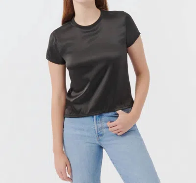 Atm Anthony Thomas Melillo Silk Charmeuse Crew Neck Tee In Black