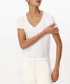 Atm Anthony Thomas Melillo Stretch Charmeuse V Neck Tee Top In White