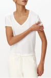 Atm Anthony Thomas Melillo Stretch Charmeuse V Neck Tee Top In White In White