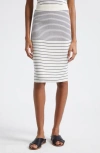 Atm Anthony Thomas Melillo Silk And Cotton Mixed Stripe Midi Skirt In Chalk / Ink