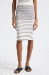 Atm Anthony Thomas Melillo Stripe Cotton & Silk Knit Midi Skirt In White