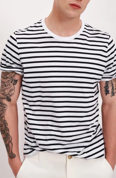 Atm Anthony Thomas Melillo Classic Jersey Crew Neck Tee In Black/ White Stripe