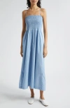 Atm Anthony Thomas Melillo Stripe Cotton Twill Midi Sundress In Summer Sky/white