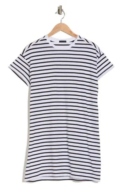Atm Anthony Thomas Melillo Stripe Crewneck T-shirt Minidress In Black/white Stripe