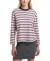 Atm Anthony Thomas Melillo Stripe Long Sleeve Sweater In Pink And Navy In Multi