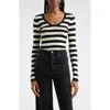 Atm Anthony Thomas Melillo Stripe Merino Wool Blend Sweater In Black / Chalk