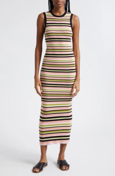 Atm Anthony Thomas Melillo Stripe Rib Tank Dress In Multi Stripe