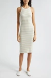 Atm Anthony Thomas Melillo Women's Rib-knit Stripe Tank Midi-dress In Chalk / Morning Mist