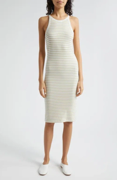 Atm Anthony Thomas Melillo Modal Rib Stripe Tank Midi Dress In Chalk-morning Mist