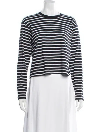 Pre-owned Atm Anthony Thomas Melillo Striped Crew Neck T-shirt In Blue