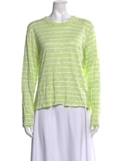 Pre-owned Atm Anthony Thomas Melillo Striped Crew Neck T-shirt In Green