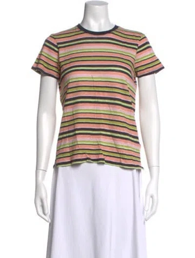 Pre-owned Atm Anthony Thomas Melillo Striped Crew Neck T-shirt In Pink