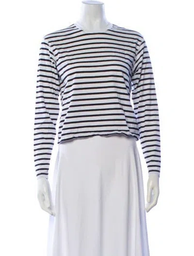 Pre-owned Atm Anthony Thomas Melillo Striped Crew Neck T-shirt In White