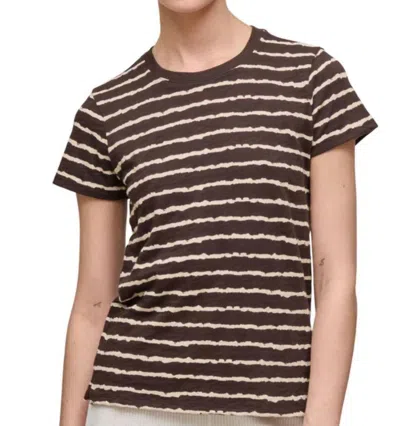 Atm Anthony Thomas Melillo Striped Crewneck Tee In Chocolate In Brown
