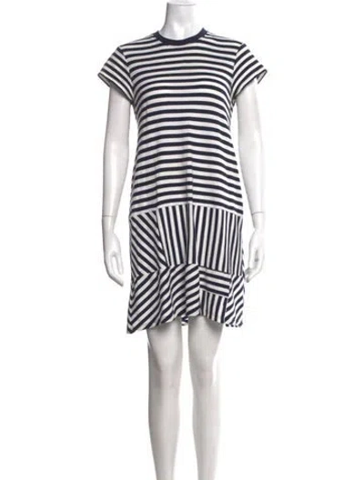 Pre-owned Atm Anthony Thomas Melillo Striped Knee-length Dress In Blue/white