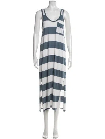 Pre-owned Atm Anthony Thomas Melillo Striped Long Dress In Blue