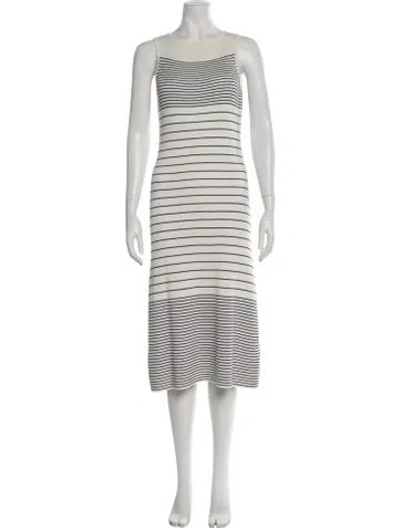 Pre-owned Atm Anthony Thomas Melillo Striped Midi Length Dress In Gray