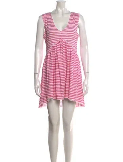 Pre-owned Atm Anthony Thomas Melillo Striped Mini Dress In Pink