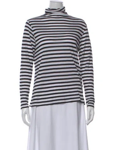 Pre-owned Atm Anthony Thomas Melillo Striped Turtleneck Top In White