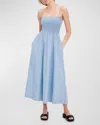 Atm Anthony Thomas Melillo Smocked Midi Dress In Summer Sky /white