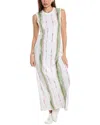 Atm Anthony Thomas Melillo Slub Jersey With Paintstroke Sleeveless Maxi Dress In White