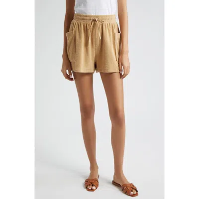 Atm Anthony Thomas Melillo Towel Terry Patch Pocket Shorts In Sand Castle