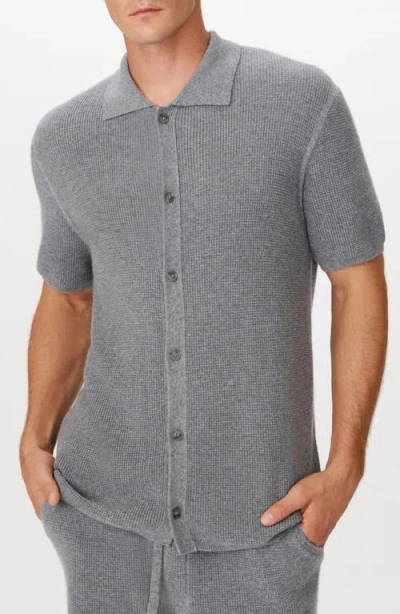 Atm Anthony Thomas Melillo Thermal Knit Short Sleeve Cardigan In Heather Grey