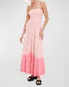 Atm Anthony Thomas Melillo Tonal Drop Slub Jersey Smocked Maxi Dress In Cherry Blossom Combo