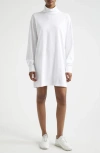 Atm Anthony Thomas Melillo Turtleneck Long Sleeve Cotton Jersey Dress In White