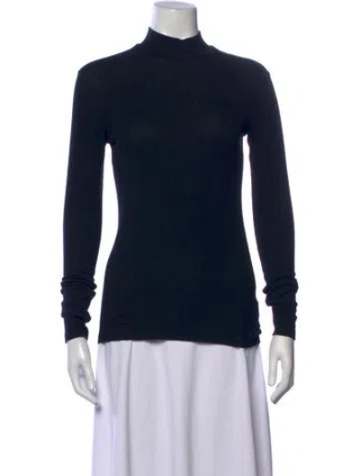 Pre-owned Atm Anthony Thomas Melillo Turtleneck Long Sleeve Top In Blue