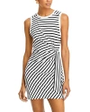 Atm Anthony Thomas Melillo Classic Jersey Stripe Twisted Sleeveless Mini Dress In White/black