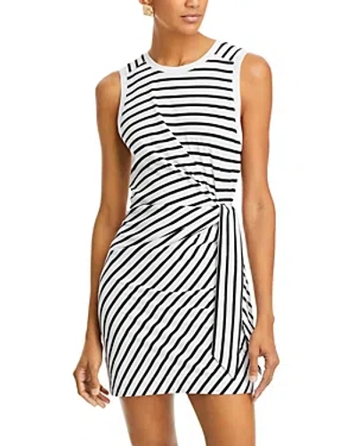 Atm Anthony Thomas Melillo Classic Jersey Stripe Twisted Sleeveless Mini Dress In White Black
