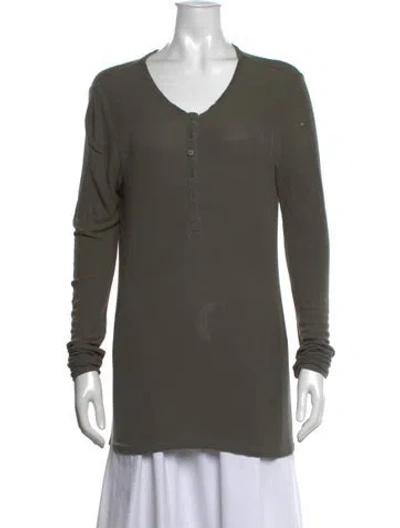 Pre-owned Atm Anthony Thomas Melillo V-neck Long Sleeve Top In Green