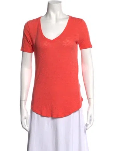 Pre-owned Atm Anthony Thomas Melillo V-neck Short Sleeve T-shirt In Red