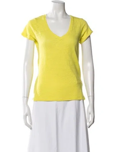 Pre-owned Atm Anthony Thomas Melillo V-neck Short Sleeve T-shirt In Yellow