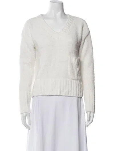 Pre-owned Atm Anthony Thomas Melillo V-neck Sweater In White