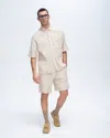 Atm Anthony Thomas Melillo Waffle Short Sleeve Button Front Pocket Shirt In Soft Beige