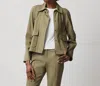 ATM ANTHONY THOMAS MELILLO WASHED COTTON TWILL SWING JACKET IN OIL GREEN