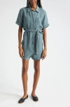 Atm Anthony Thomas Melillo Washed Linen Romper In Black Blue