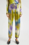 Atm Anthony Thomas Melillo Watercolor Print Silk Charmeuse Joggers In Watercolor Print