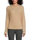 Atm Anthony Thomas Melillo Cotton Blend Cable Crew Neck Sweater In Shiitake