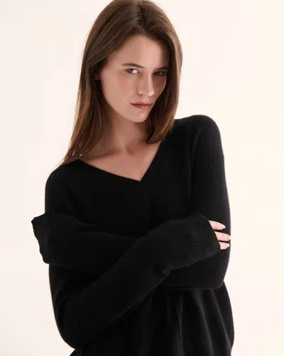Atm Anthony Thomas Melillo Women's Cashmere V-neck Relaxed Sweater In Black