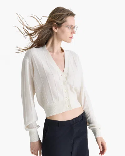 Atm Anthony Thomas Melillo Women's Cashmere Wide Rib Cardigan Sweater In White