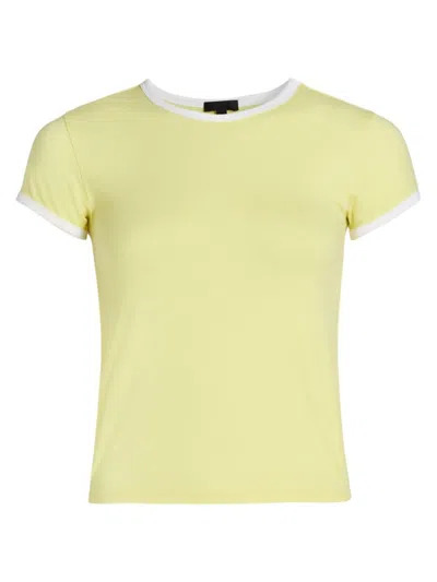 Atm Anthony Thomas Melillo Women's Cotton Baby Ringer T-shirt In Lemon Chiffon White