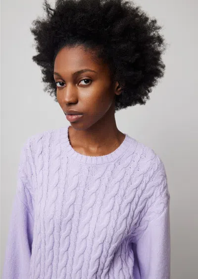 Atm Anthony Thomas Melillo Women's Cotton Blend Cable Crew Neck Sweater In Purple