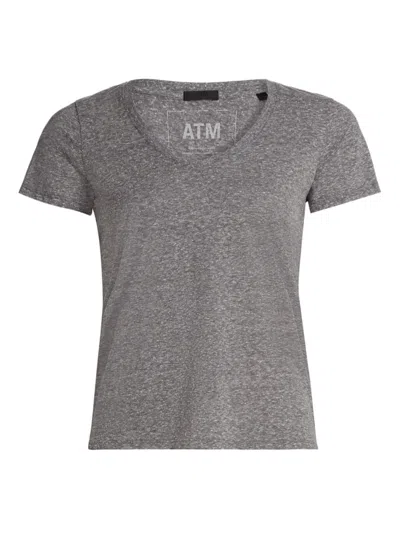 Atm Anthony Thomas Melillo Heathered Donegal Jersey V-neck Schoolboy T-shirt In Heather Grey
